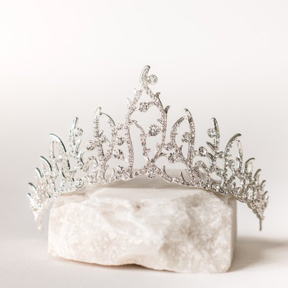 Silver Crystal Half Circle Tiara - Picture 1 of 4